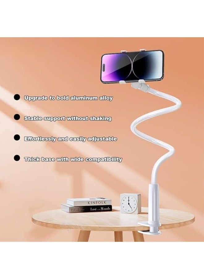 Gooseneck Phone Holder for Bed,Clip On Phone Holder for Desk,360 Degree Rotation Flexible Long Arm Cellphone Stand,Universal Lazy Bracket, Tablet Stand Hold-er Suitble All Cellphone(White) - Image 5